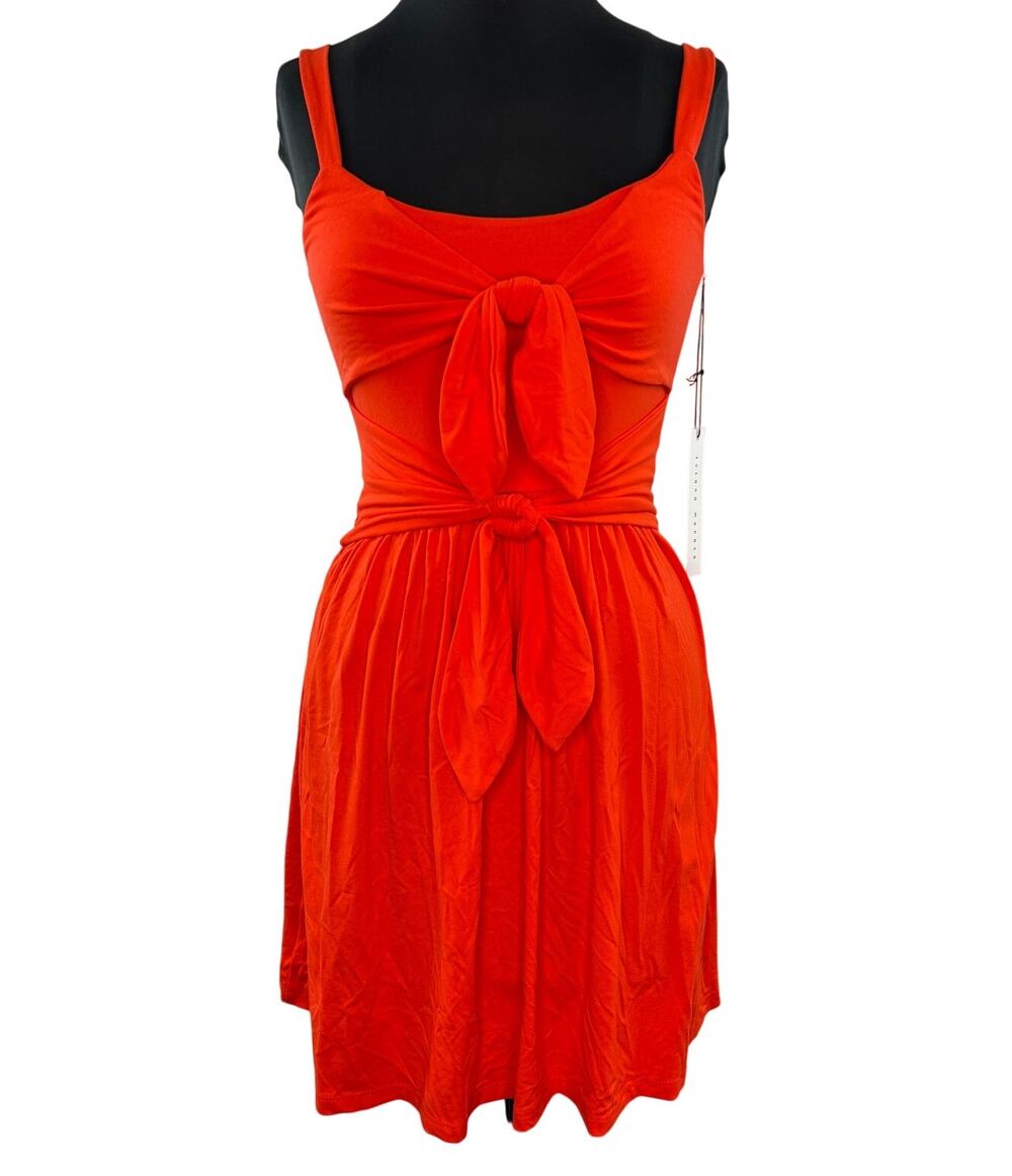 SUSANA MONACO Orange Tie Front Dress Stretch Sleeveless Casual Summer Small NEW